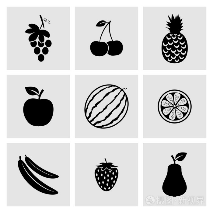 矢量水果圖標(biāo)集 文化用品中的清新設(shè)計(jì)元素